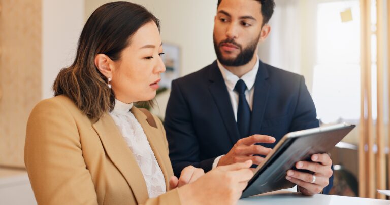 A sales professional approaching a cold lead.